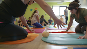 Estudiants de 1r d’Educació Infantil del Centre d’Estudis Politècnics participant en una sessió vivencial de psicomotricitat relacional a l’Associació AEC.