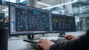Pantalles amb diagrames d’automatització i fluxos de dades durant una xerrada sobre connexió d’aplicacions a l’aula 0.2 del Centre d’Estudis Politècnics.
