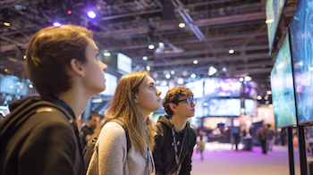 Estudiants de 1r d’Administració i Finances del Centre d’Estudis Politècnics visitant el Mobile World Congress per conèixer innovacions tecnològiques i el seu impacte en el món empresarial.