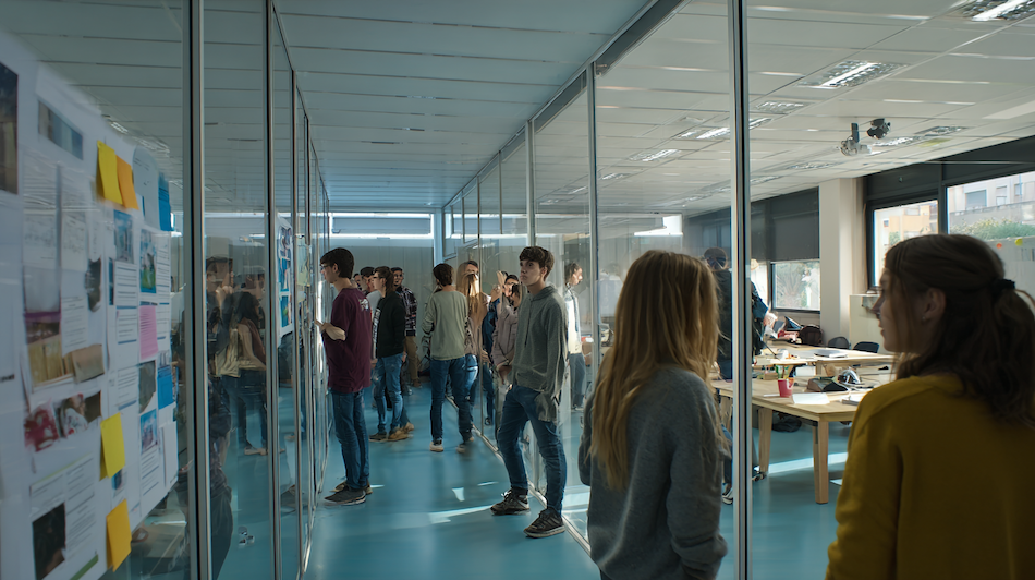 Estudiants de 2n d’Activitats Comercials participant en una jornada interna de Portes Obertes dels CFGS de Comerç i Màrqueting del Centre d’Estudis Politècnics.